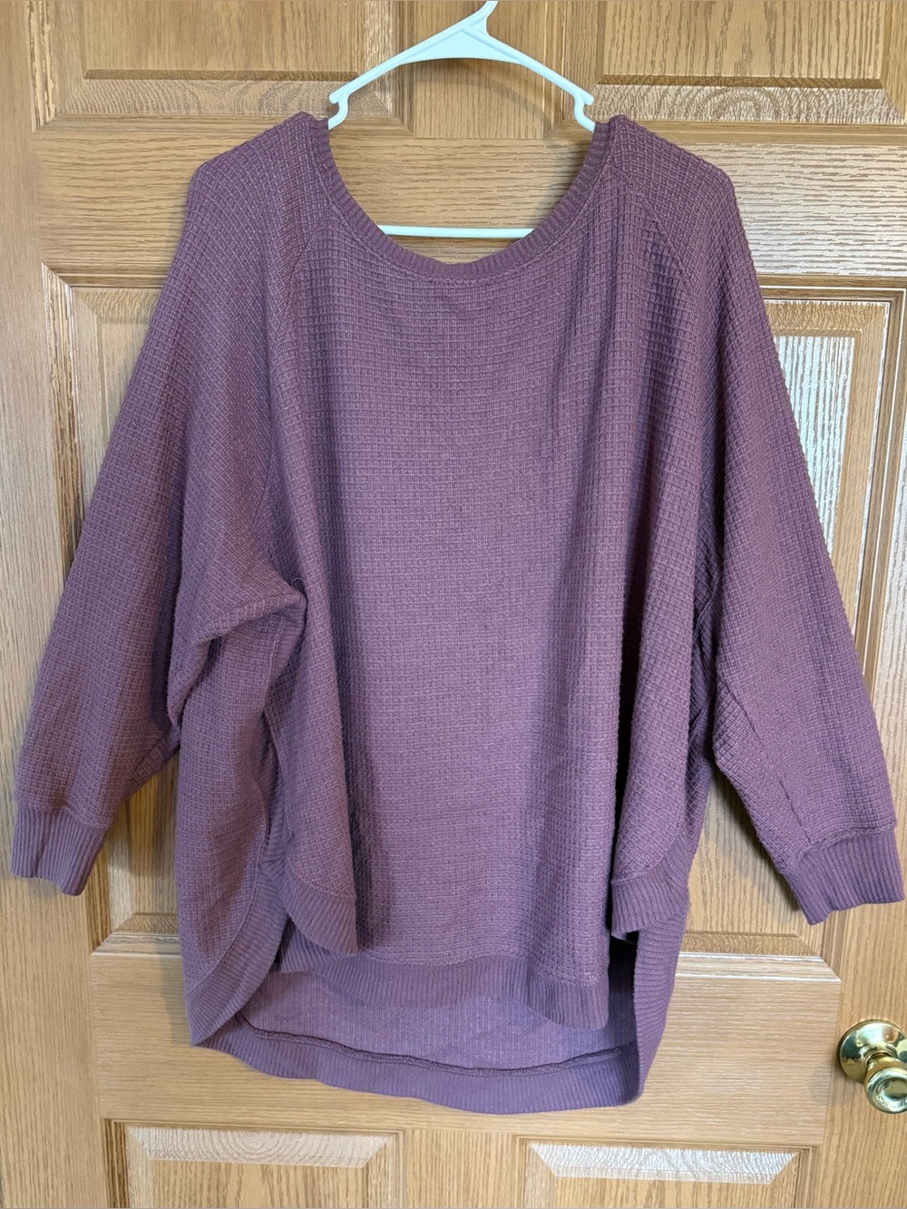 Maurices Waffle Knit Top in Dusty Mauve